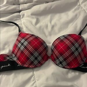 PINK Victoria's Secret Red Plaid push up Bra